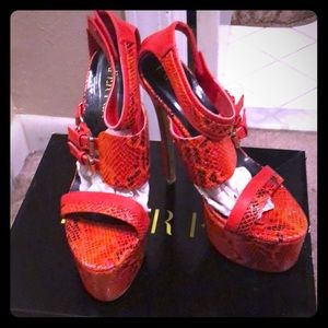 Orange platform heels